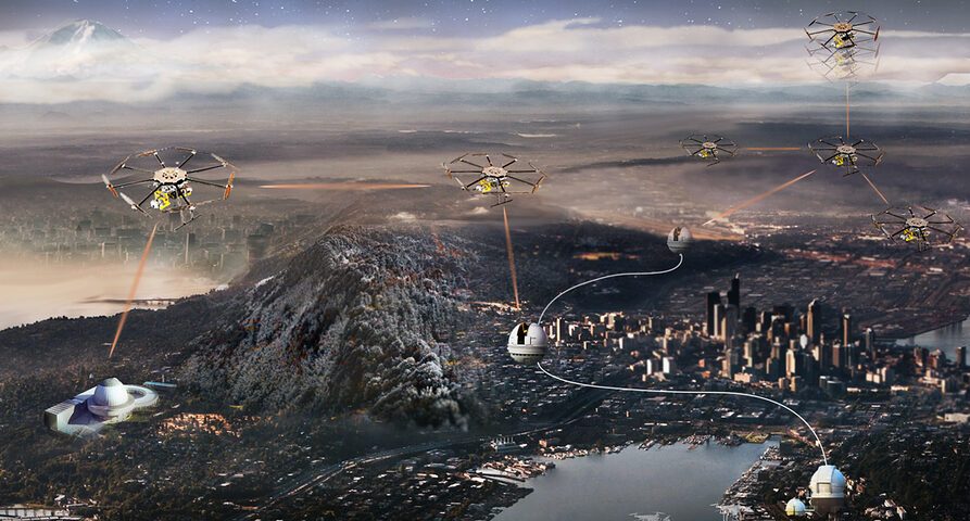 Флот дронов может создать квантовую сеть, передавая квантовые частицы между группами флота и передавая частицы на наземные станции в различных точках города